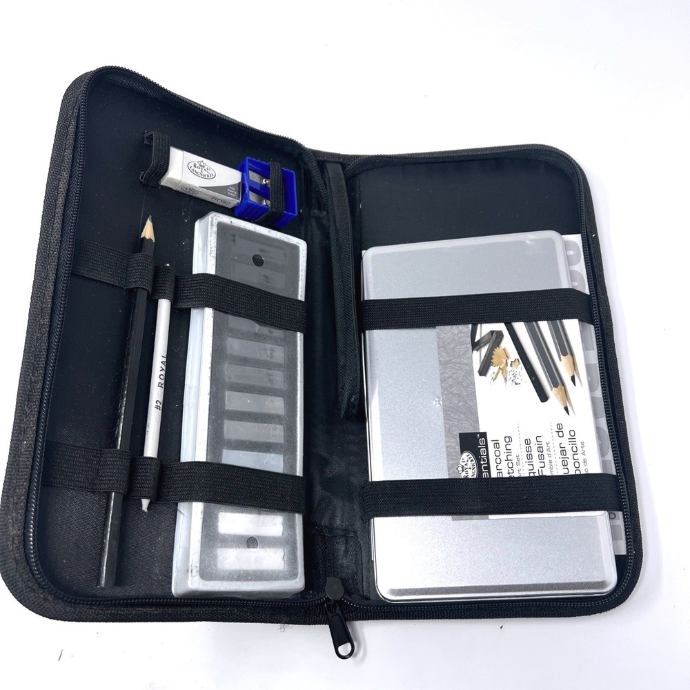 Royal & Langnickel Charcoal Sketching Art Set w/ Zipper Case & Pastel Pad Unused